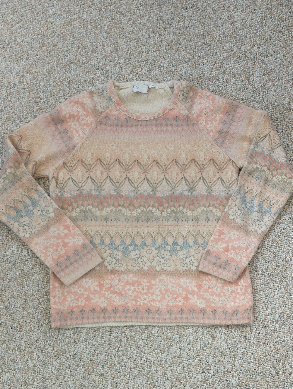 Anthropologie Postage Stamp Floral Print Sweater Medium